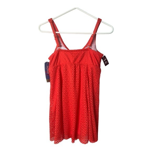 Swim Solutions Coral Crochet Bow‎ Front Tummy Control Swimdress NWT Sz 12 - Picture 5 of 7